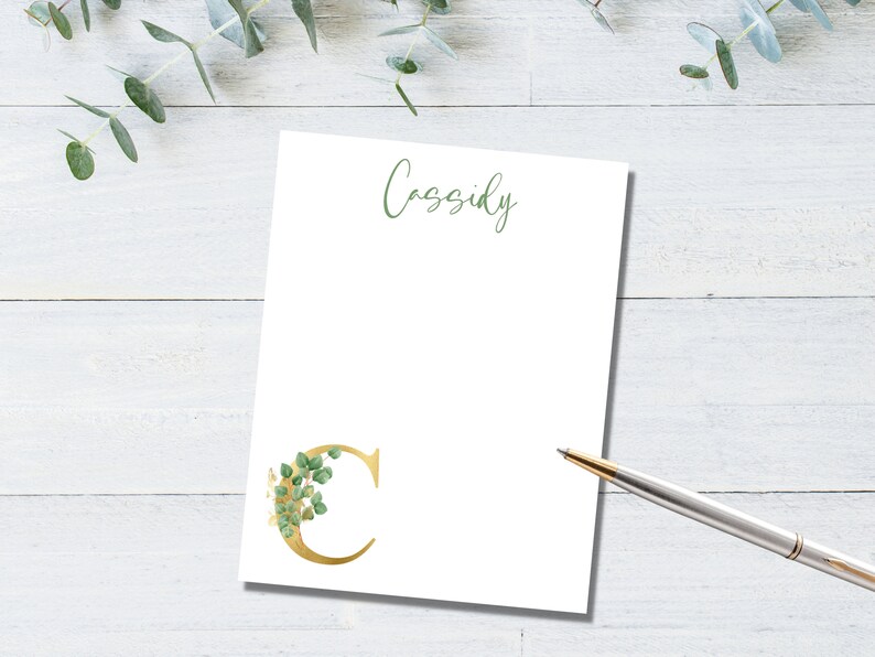Personalized Printable Stationery, Printable Note Paper, Eucalyptus Letterhead, Custom Printable ...