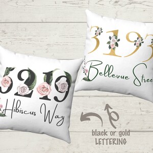Home Address Pillow, Custom Throw Pillow, Square Pillow, Decorative Pillow, Housewarming Gift, Accent Pillow, Personalized Pillow