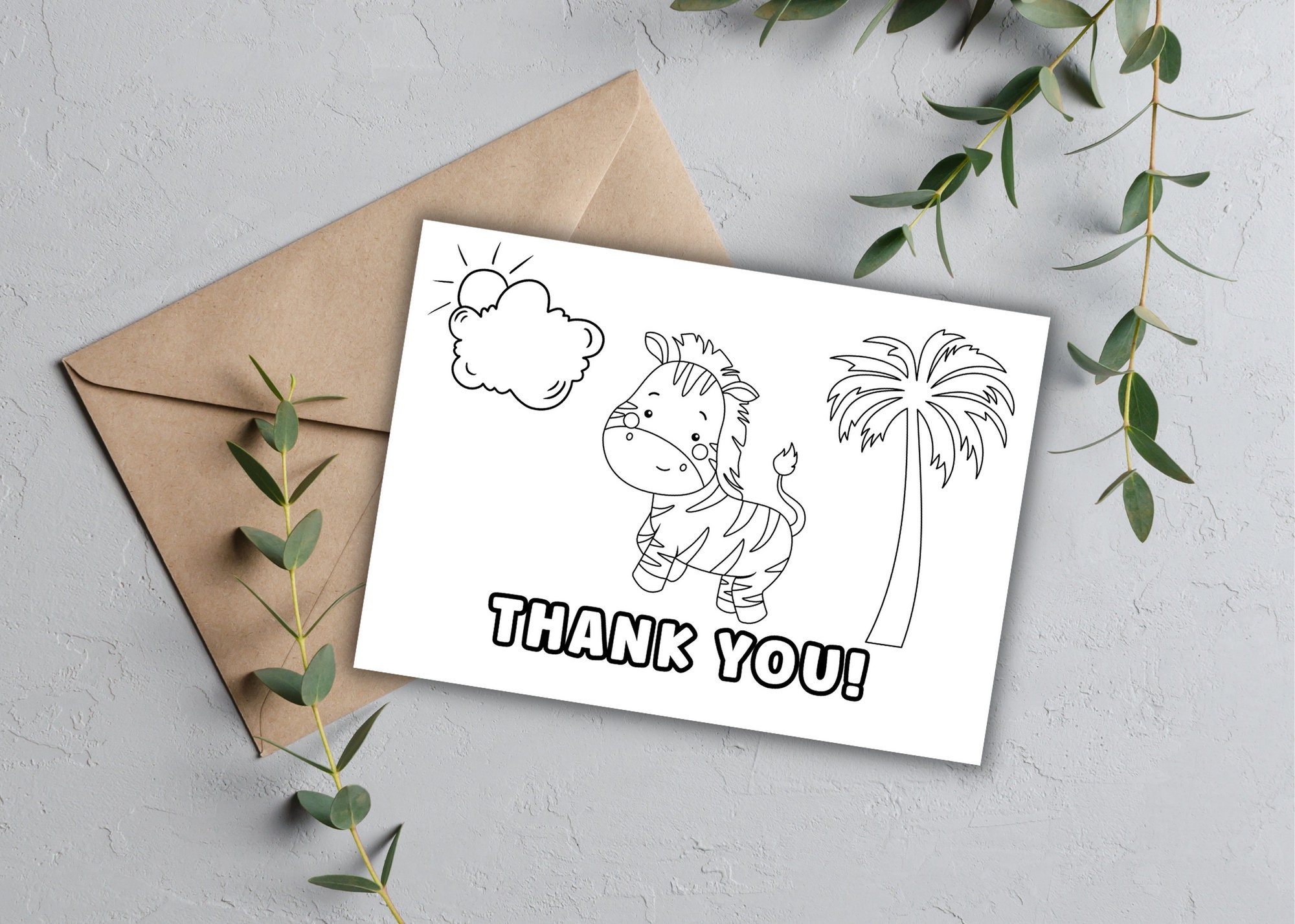 PRINTABLE Thank You Coloring Card, Kid's Thank You Note, Thanks ...