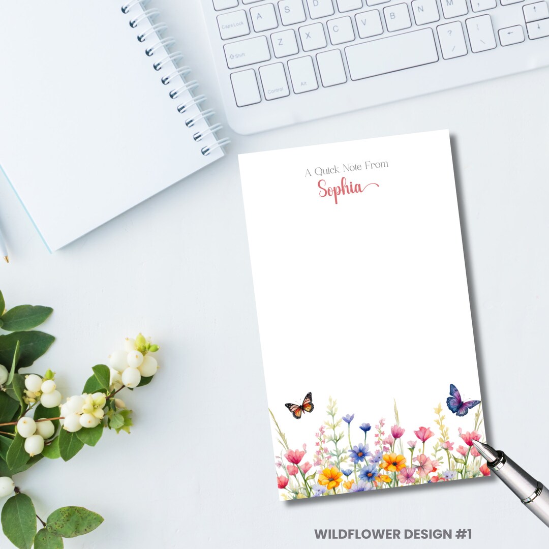 Wildflower Notepad With YOUR Name, Personalized Notepad, Custom Notepad ...