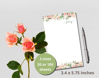 Personalized Notepad, Custom Notepad, ROSES Notepad, Personalized Stationery, Writing Pad, Gift for Her, Gift Notepad