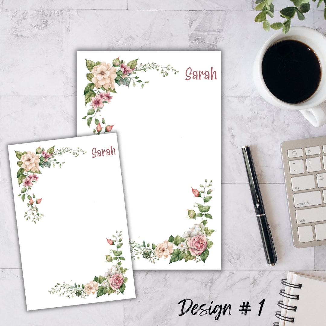 Floral Notepad With YOUR Name, Personalized Notepad, Custom Notepad ...