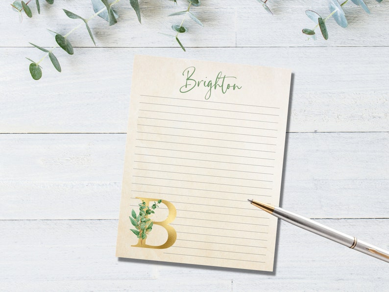Personalized Printable Stationery, Printable Note Paper, Eucalyptus Letterhead, Custom Printable ...