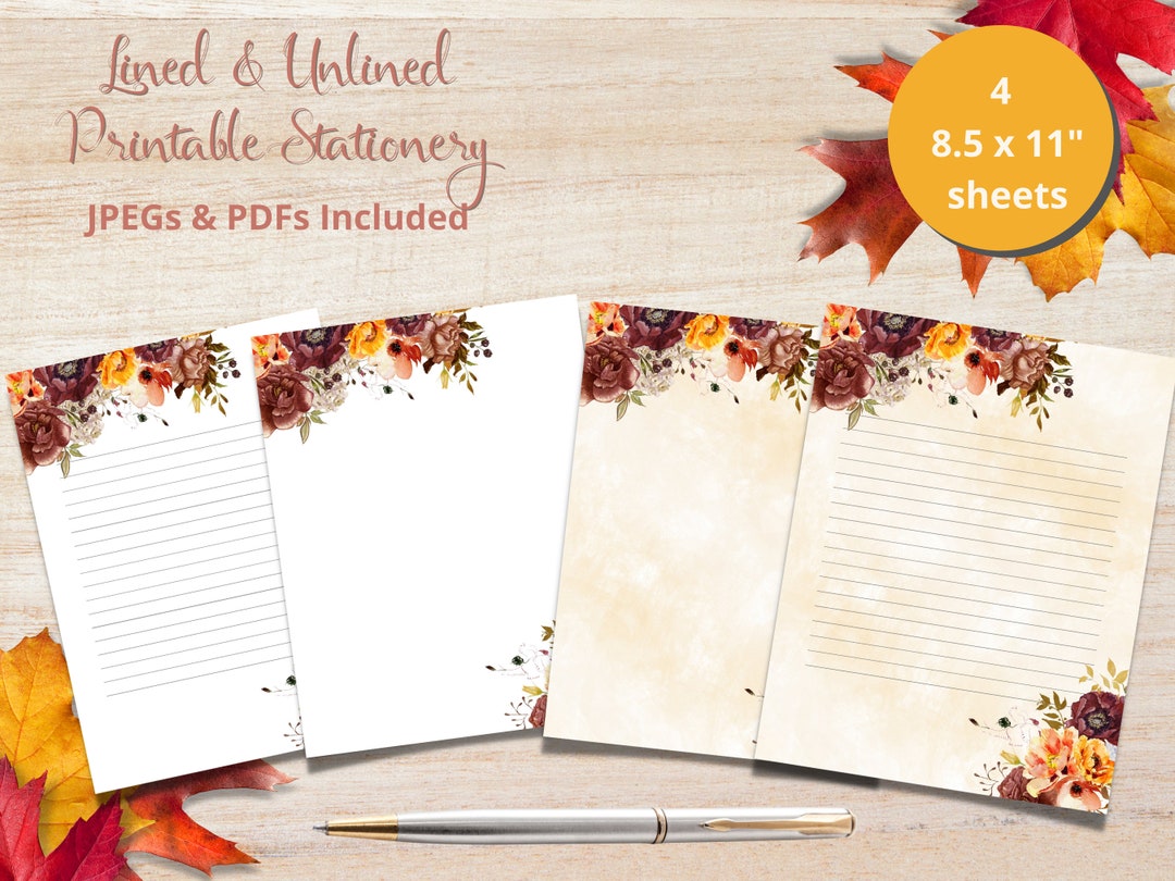Autumn Stationery Fall Stationery Autumn Note Paper Fall Etsy