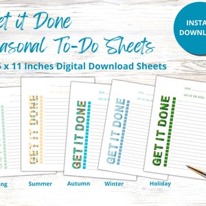 Get It Done To-Do List, Instant Download To-Do List, Seasonal Task List, To-Do List Download, Seasonal Tasks, Seasonal To-Do-List Set