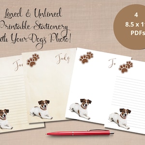 PAPELERÍA imprimible personalizada para perros, foto de su perro, papel de nota imprimible, membrete para perro imprimible, 8.5 "X 11", regalo para amantes del perro