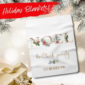 Christmas Blanket, NOEL Blanket, Sherpa Fleece Blanket, Custom Blanket, Holiday Blanket, Holiday Gift, Personalized Gift