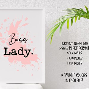 Boss Lady Wall Art, INSTANT DOWNLOAD, Motivational Home Office Art, Boss Lady Sign, Boss Lady Art, Gift for Women, Digital Boss Lady Print