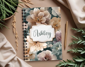 Personalized Floral Notebook: Custom Journal, 8.5 x 11 Ruled Pages