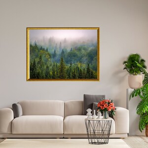 Misty Forest Print, Forest Printable Wall Art, Forest in Fog Print, Woodland Wall Art , Moody Forest Art, Forest Wall Art, Printable Art