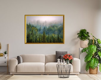 Misty Forest Print, Forest Printable Wall Art, Forest in Fog Print, Woodland Wall Art , Moody Forest Art, Forest Wall Art, Printable Art