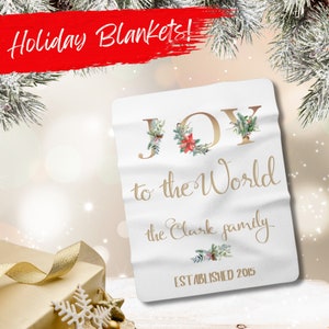 Christmas Blanket, Joy to the World Blanket, Sherpa Fleece Blanket, Custom Blanket, Holiday Blanket, Holiday Gift