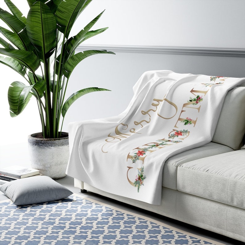 Christmas Blanket, Merry Christmas Blanket, Sherpa Fleece Blanket