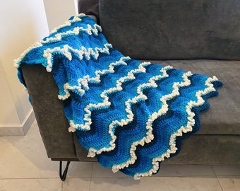 Crochet PATTERN: Ocean waves chunky blanket