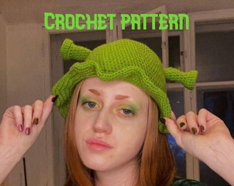 Crochet PATTERN: Shrek bucket hat
