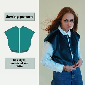 Sewing PATTERN: Oversized 80s style velvet vest