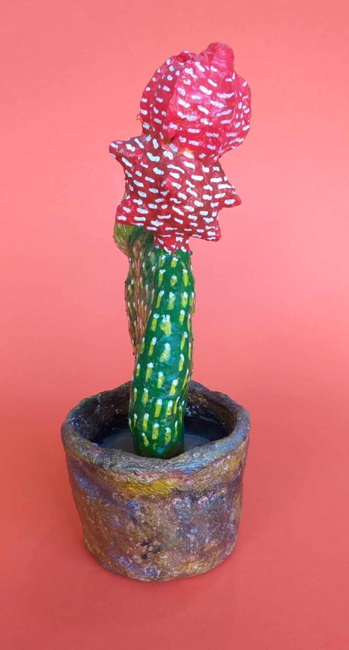Paper Mache Cactus Sculpture Papier Mache Succulent Statue Etsy