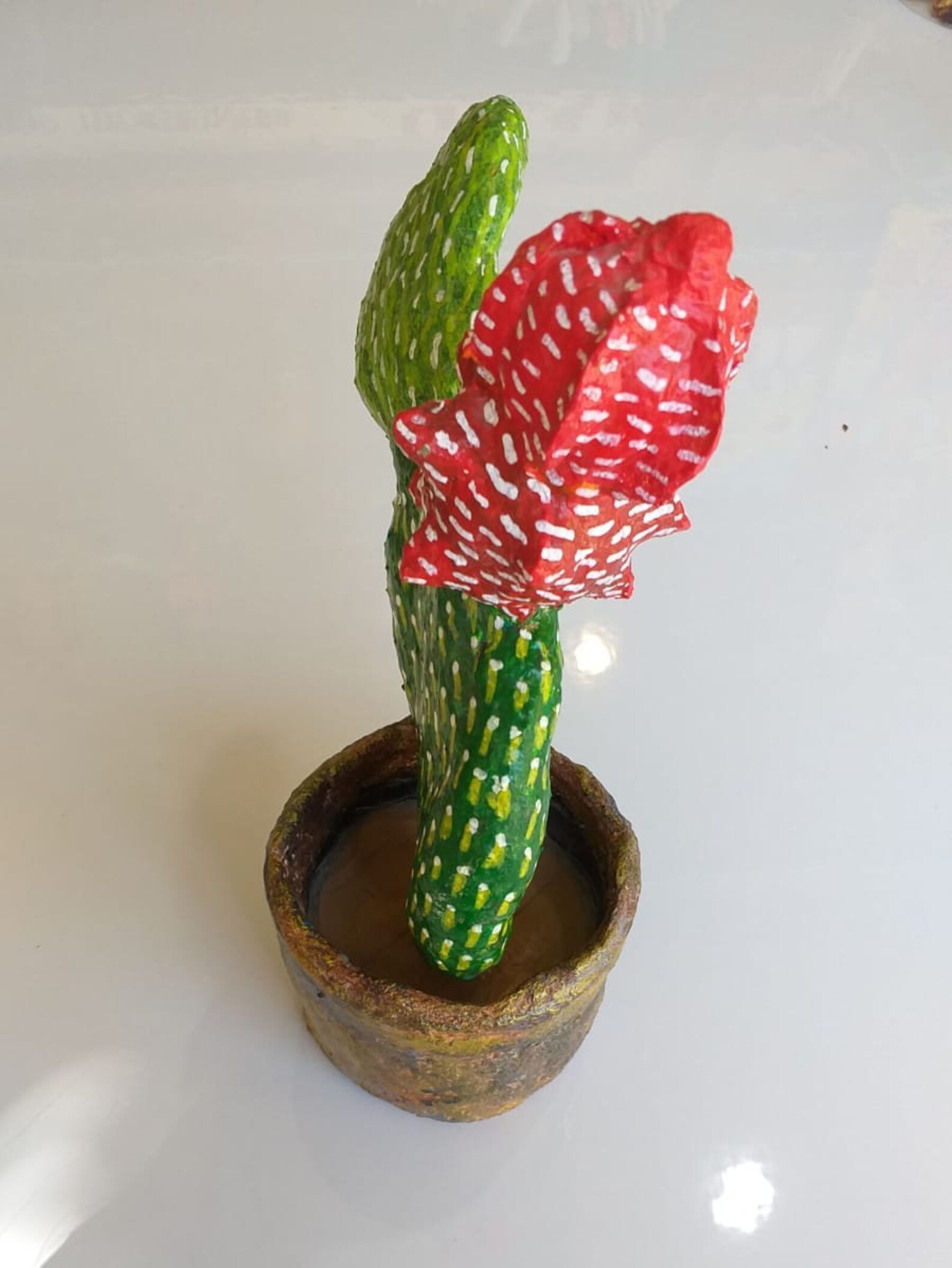 Paper Mache Cactus Sculpture Papier Mache Succulent Statue Etsy