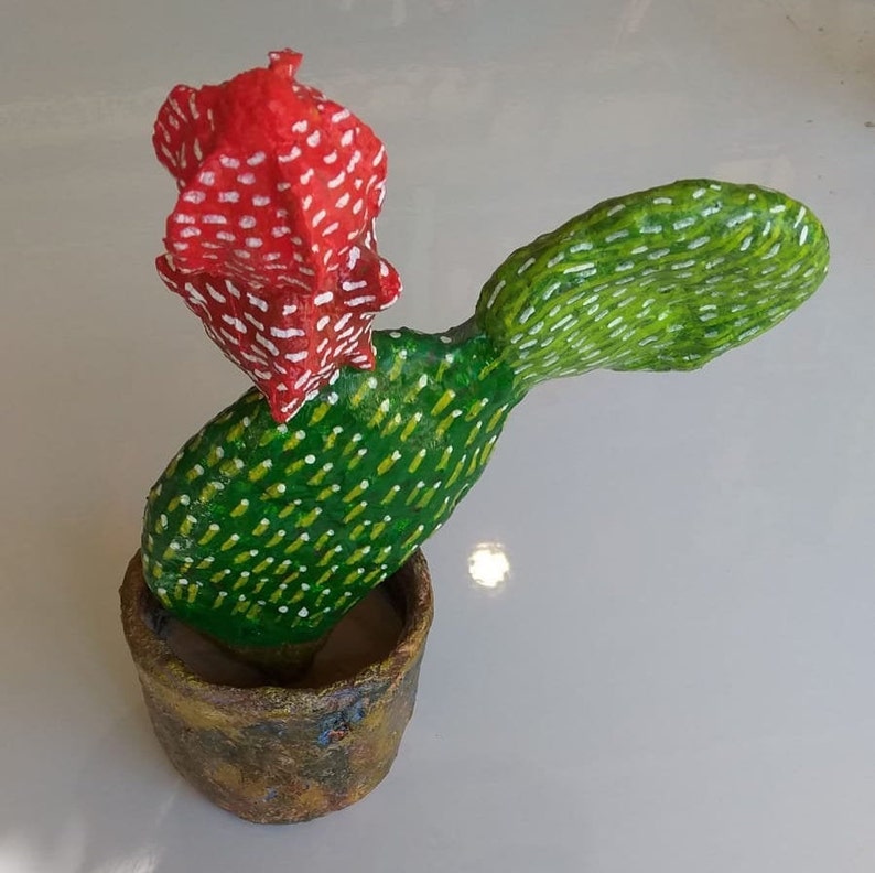 Paper Mache Cactus Sculpture Papier Mache Succulent Statue Etsy