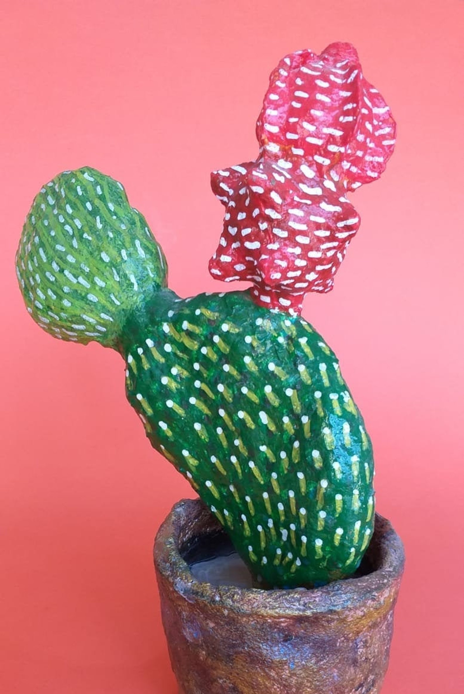 Paper Mache Cactus Sculpture Papier Mache Succulent Statue Etsy