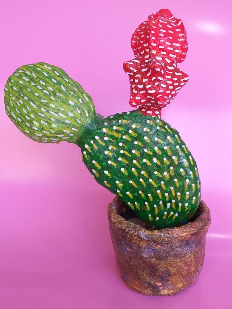 Paper Mache Cactus Sculpture Papier Mache Succulent Statue Etsy