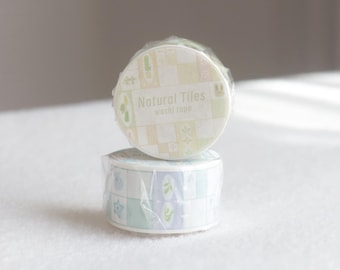 Natural tiles washi tape gentle grid tape cute animal tapes marine tapes