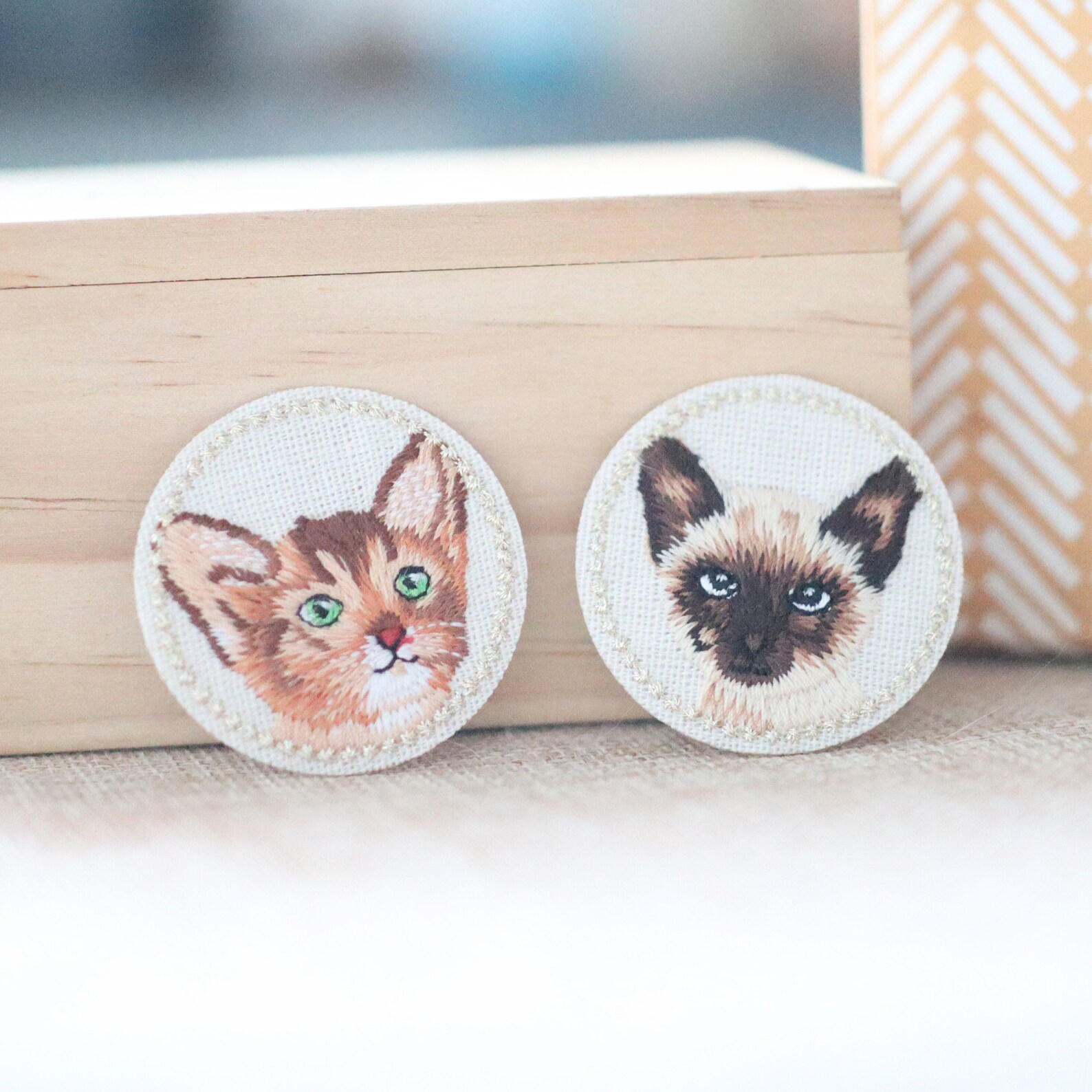 Round Cat Patch Kitty Patches Iron on Sew on Patches Cute Etsy