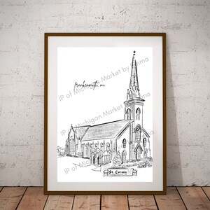 Frankenmuth, Michigan St. Lorenz Church Minimalist Wall Art Digital Download