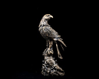 Hawk Statue, Hawk Sculpture, Hawk with close wings, Home Decor, Desk Accessory, Gifts For Men