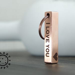 Copper 7th and 22th Anniversary KeyChain, Personalized Pure Copper Keychain/Keyring,Copper Bar Keychain,7th Wedding Anniversary,Solid Copper