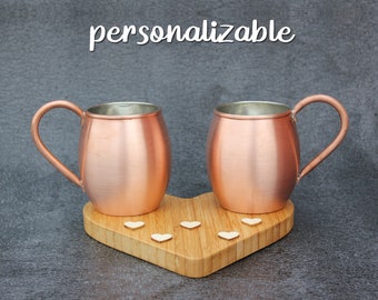 Juego de tazas Moscow Mule de cobre personalizadas, regalo de aniversario hecho a mano