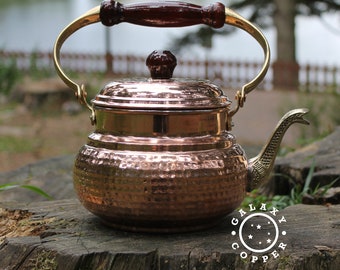 Garden Italian TeaPot, Copper Home Gift, %100 Handmade, Vintage Style Copper TeaPot, Copper Anniversary Gift For Women, Copper Gift