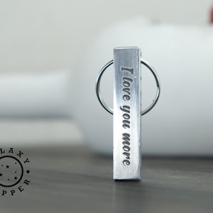 Aluminum 10th Wedding Anniversary, Aluminum Bar Keyring, Personalized Aluminum Keychain/Keyring, Personalized Gift For Couples