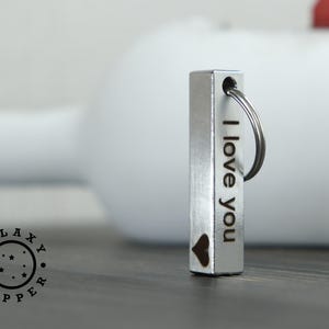 Steel 11th Anniversary KeyChain, Personalized Steel Keychain/Keyring, Steel Bar Keychain, 11th Wedding Anniversary