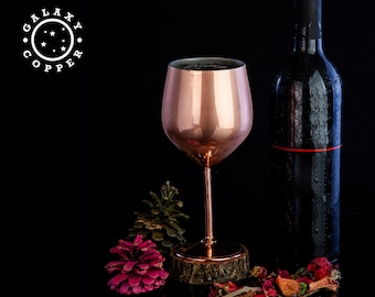 Personalized Wine Glass , %100 Handmade, Valentine's Day Gift, Copper Anniversary, 7th Wedding Anniversary Gift, Copper Gift
