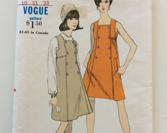 Vintage ca. 1960s Vogue 7123 Women’s Dress or Jumper & Blouse sewing pattern-Size 10 Bust 31”-Complete