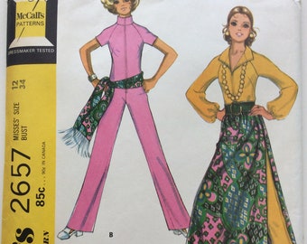 Vintage UNCUT Easy McCalls Misses sz 12,14,16 jacket dress and belt pattern 2657
