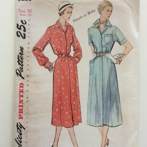 Vintage ca. 1950 Simplicity 3280 Women’s Dress sewing pattern-Size 16 Bust 34”-Partially cut, complete