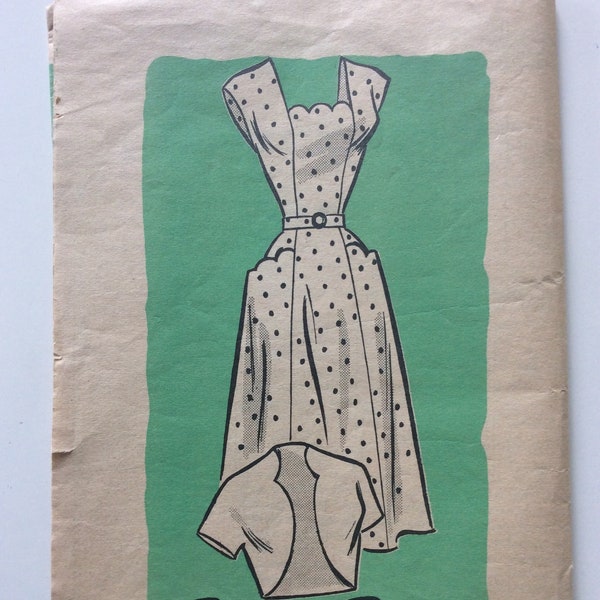 Vintage ca. 1950s Marian Martin 9356 Women’s Dress & Bolero sewing pattern-Size 16 Bust 34”-Complete