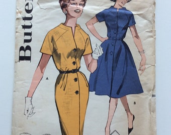 Vintage ca. 1961 Butterick 9664 Women’s Step-In Dress sewing pattern-Size 14 Bust 34”-Pieces complete, Instructions MISSING