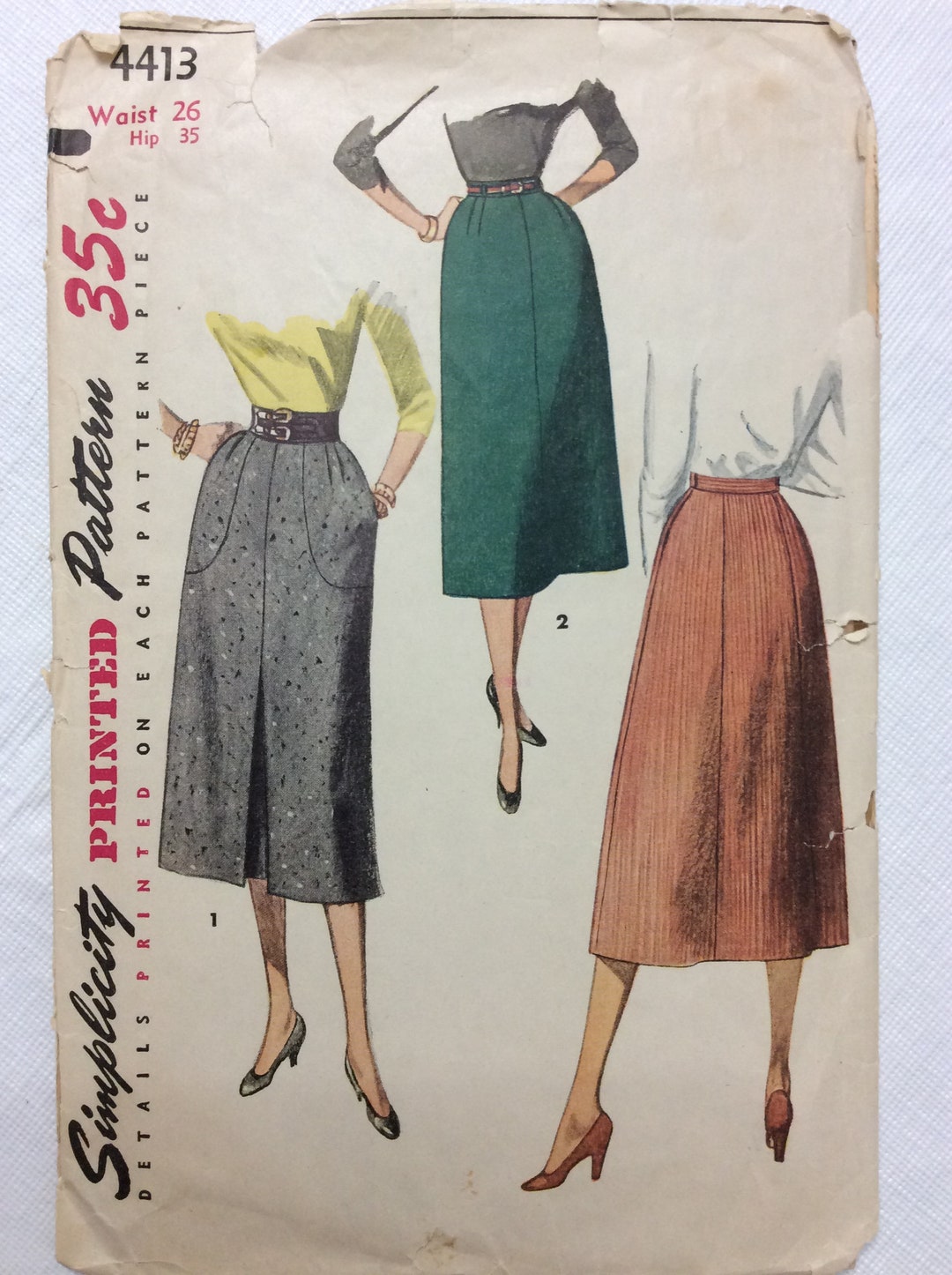 Vintage Ca. 1952 Simplicity 4413 Womens Skirt Sewing - Etsy