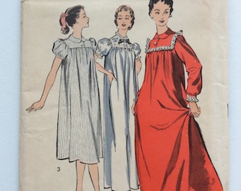 Vintage ca. 1957 Advance 8488 Women’s Nightgown in 2 Lengths sewing pattern-Size 12 Bust 32”-Cut and complete