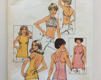 Vintage ca. 1973 Simplicity 5638 Women’s Set of Tops sewing pattern-Size 12 Bust 34”-Mostly uncut, complete