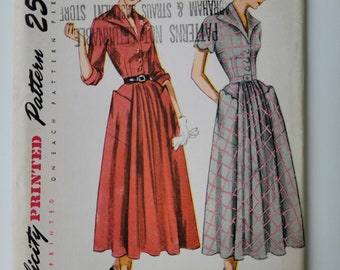 Vintage ca. 1949 Simplicity 2920 Women’s Dress sewing pattern-Size 15 Bust 33”-FF