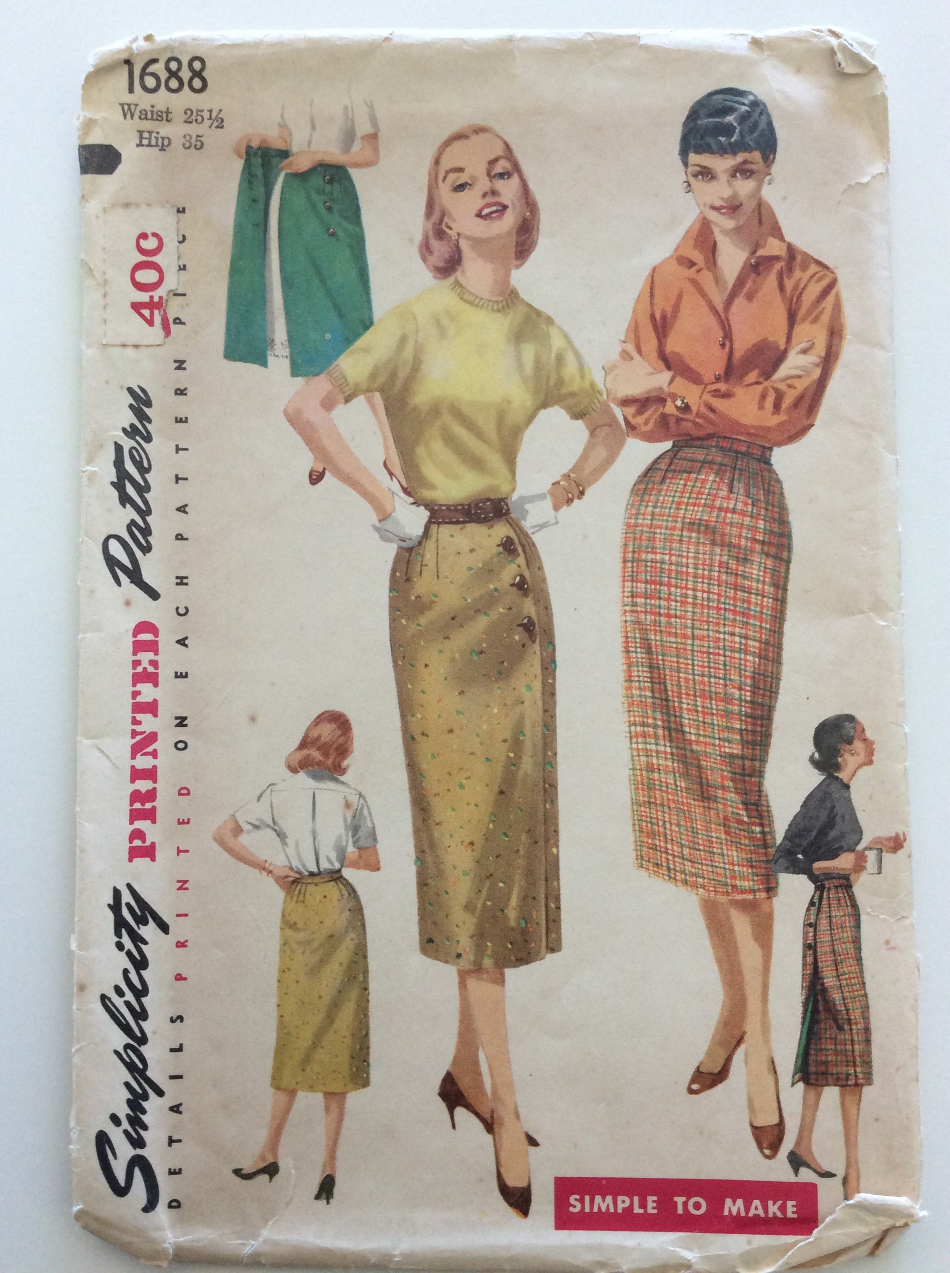 Vintage Ca. 1956 Simplicity 1688 Womens Wrap Around Skirt - Etsy