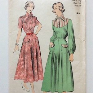 Vintage ca. 1940s? Advance 5112 Women’s Dress sewing pattern-Size 16 Bust 34”-FF