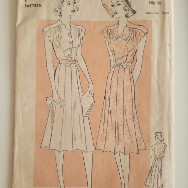 Vintage ca. 1930s Advance 2100 Women’s Afternoon Dress sewing pattern-Size 14 Bust 32”-MISSING Belt