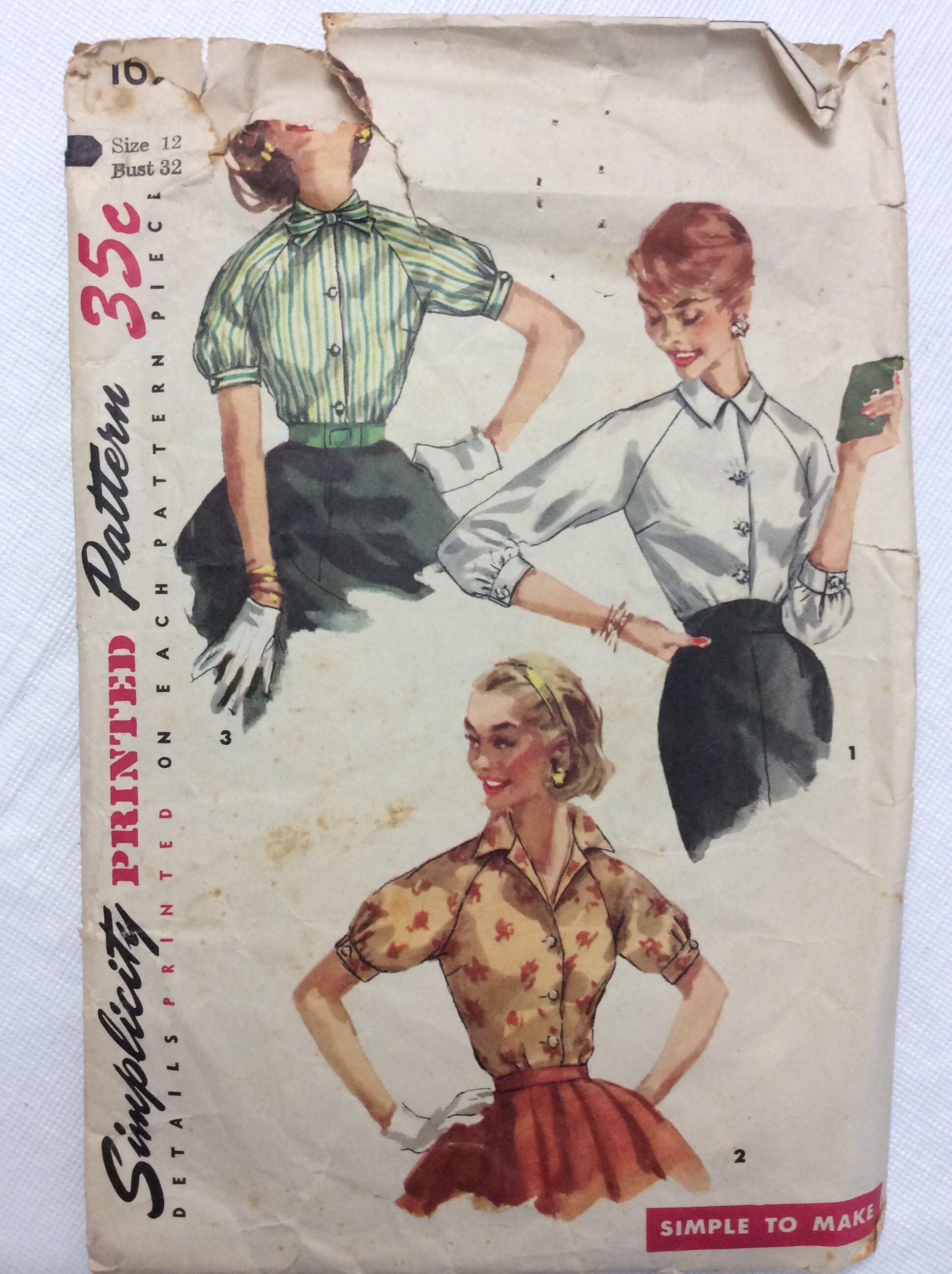 1956 Simplicity 1658 Women\u2019s Dress and Jacket sewing pattern-Size 12.5 Bust 33\u201d-Cut and complete Vintage ca but instructions damaged