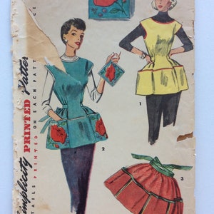 Vintage 1950s Half Apron Pattern Oven MITTS Pot Holder Simplicity