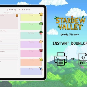 Stardew Valley にインスパイアされた週間プランナー | 即時ダウンロード | デジタル プランナー | Goodnotes 日付なしプランナー